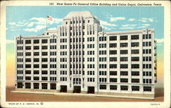 New Santa Fe General Office Building And Union Depot Galveston, TX Postcard Postcard