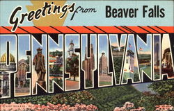 Greetings From Pennsylvania Beaver Falls, PA Postcard Postcard