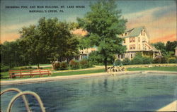 Swimming Pool And Main Building, Mt. Lake House Postcard
