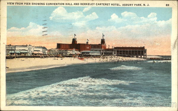 View From Pier Showing Convention Hall And Berkeley Carteret Hotel Asbury Park New Jersey