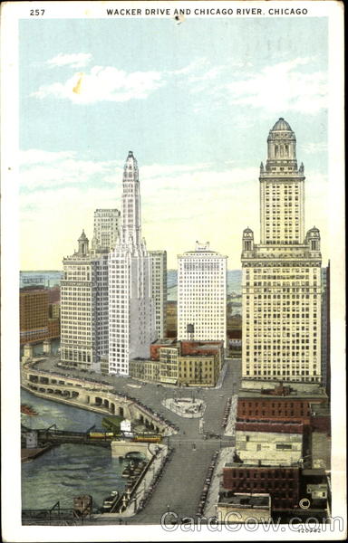 Wacker Drive And Chicago River Illinois