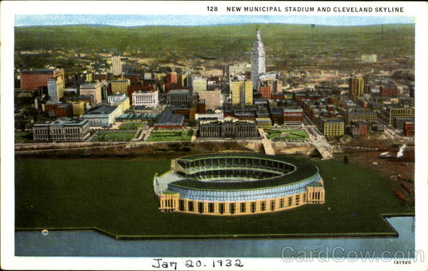New Municipal Stadium And Cleveland Skyline Ohio