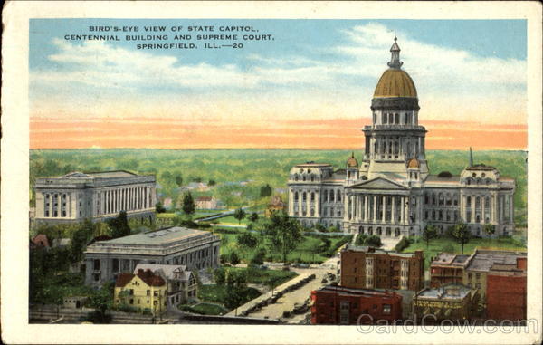 Bird's Eye View Of State Capitol Springfield Illinois