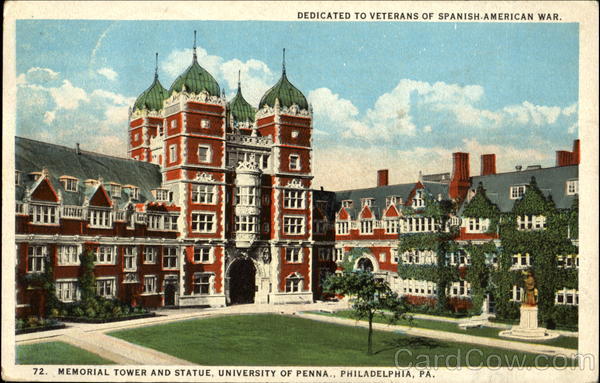 Memorial Tower And Statue, University of Penna Philadelphia Pennsylvania