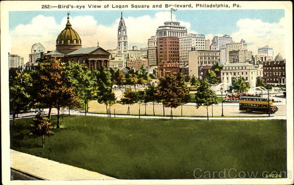 Bird's Eye View Of Logan Square And Boulevard Philadelphia Pennsylvania
