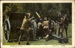 Battery In Action World War I Postcard Postcard