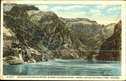 General View Kaibab Suspension Bridge Across Colorado River Grand Canyon National Park, AZ Postcard Postcard