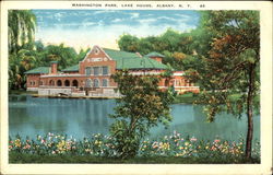 Washington Park, Lake House Albany, NY Postcard Postcard