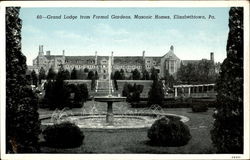 Grand Lodge From Formal Gardens, Masonic Homes Postcard