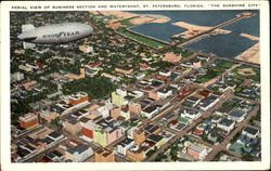 Aerial View Of Business Section And Waterfront Postcard