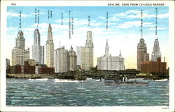 Skyline Seen From Chicago Harbor Illinois Postcard Postcard