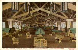 Grand Canyon Hotel Lounge Toward Office Postcard