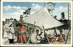 Temporary Camp Of Seminole Indians Miami, FL Postcard Postcard