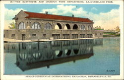 The Boathouse And Lookout With Reflections, League Island Park Postcard