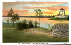 Sunset On The Lake League Island Park Postcard