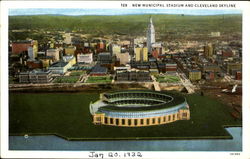 New Municipal Stadium And Cleveland Skyline Postcard