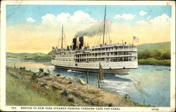Boston To New York Steamer Passing Through Cape Cod Canal Postcard
