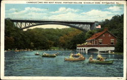 Carnegie Lake And Boat House, Panther Hollow Schenley Park Pittsburgh, PA Postcard Postcard