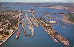 The Soo Locks, Sault Ste Sault Ste. Marie, MI Postcard Postcard