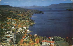 Aerial View Looking North From Lake George Village Postcard