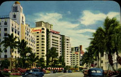 Luxurious Hotel Row, Collins Avenue Postcard
