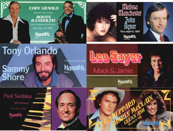 Large Lot of 66 Harrah's Casino Show Postcards Entertainers Musicians