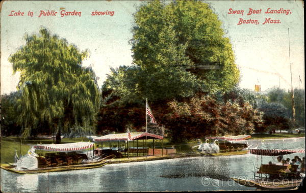 Lake In Public Garden Showing Swan Boat Landing Boston Massachusetts