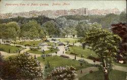 Panoramic View Of Public Garden Boston, MA Postcard Postcard