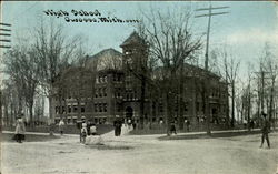 High School Owosso, MI Postcard Postcard