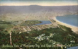 Birdseye View Of Monterey Bay And Hotel Del Monte Postcard