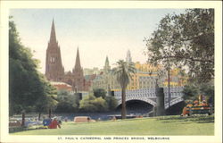 St. Paul's Cathedral And Princes Bridge Melbourne, Australia Postcard Postcard