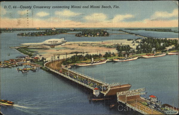 County Causeway Connecting Miami And Miami Beach Florida