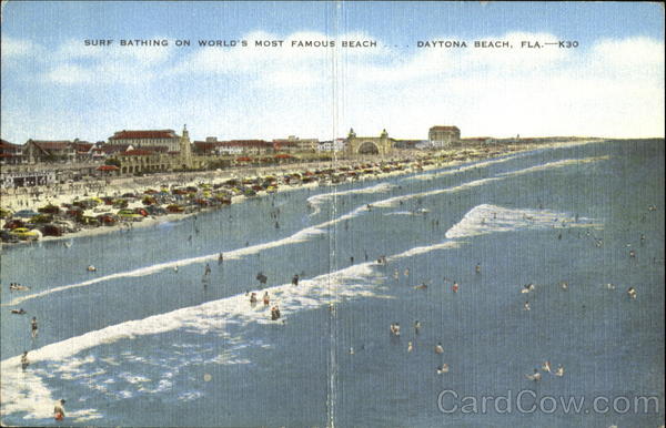 Surf Bathing On World's Most Famous Beach Daytona Beach Florida