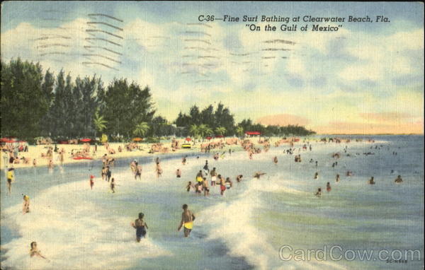 Fine Surf Bathing At Clearwater Beach Scenic Florida