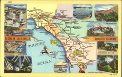 Southern California's Romantic Highways Maps Postcard Postcard