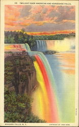 Twilight Over American And Horseshoe Falls Postcard