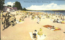 Plattsburg Municipal Beach Postcard