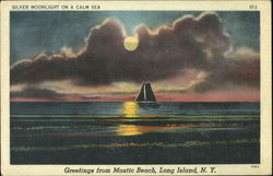 Silver Moonlight On A Calm Sea, Long Island Postcard