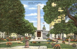 Greene Monument Savannah, GA Postcard Postcard
