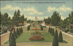 Boulevard Approach To Hollywood Beach Hotel Postcard