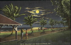 Moonlight Over Hollywood Beach Postcard