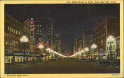 Main Street At Night Postcard