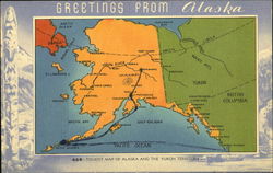 Greetings From Alaska Maps Postcard Postcard