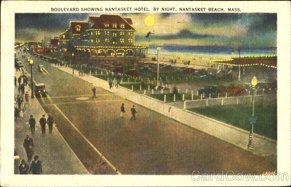 Boulevard Showing Nantasket Hotel By Night nantasket Beach Massachusetts