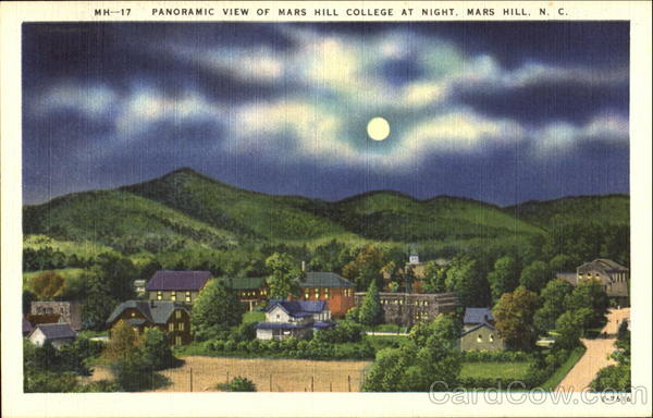 Panoramic View Of Mars Hill College At Night North Carolina
