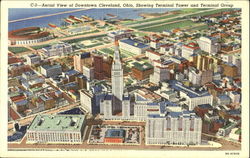 Aerial View Of Downtown Cleveland, OH Postcard Postcard