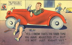 We Employ Only Lady Mechanics Cars Postcard Postcard