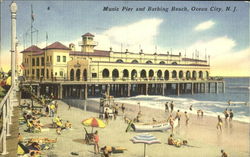 Music Pier And Bathing Beach Postcard