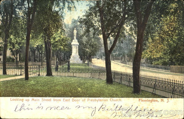 Looking Up Main Street From East Door Of Presbyterian Church Flemington New Jersey