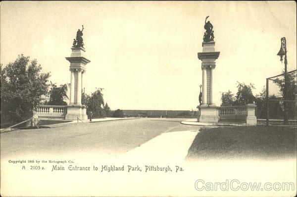Main Entrance To Highland Park Pittsburgh Pennsylvania